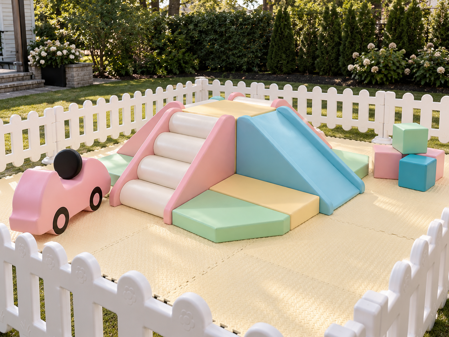 Pastel Designer climbing feature with steps and slide