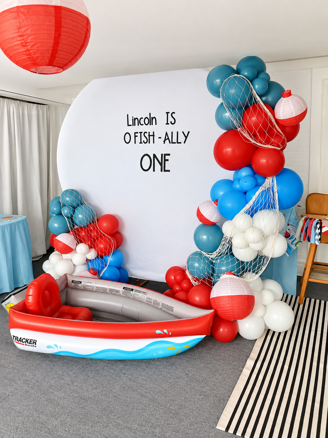 Little Harts celebration backdrop with coordinating balloon styling